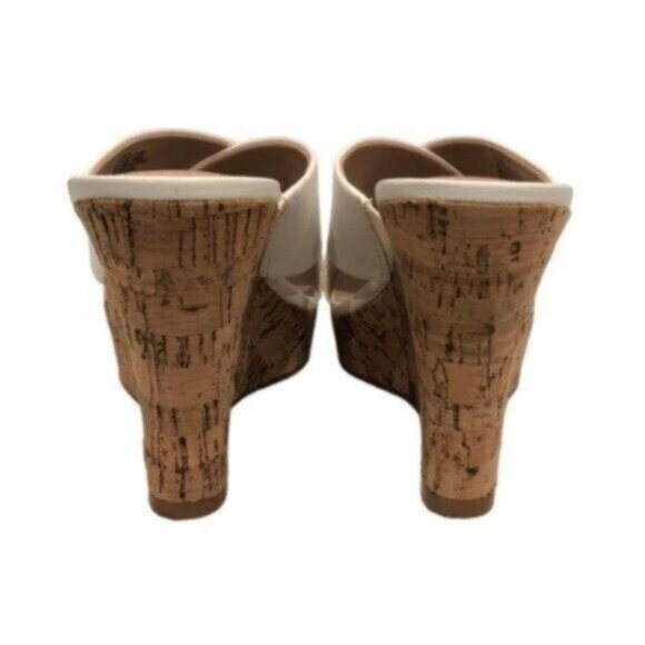 NWT Charles David White Leather Wedge Slide Business Casual Dressy Sandals 9.5M - Picture 6 of 10